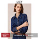 LILY2025冬新款女裝復(fù)古經(jīng)典正肩休閑氣質(zhì)通勤牛仔襯衫外套短款 401藍(lán)色 M
