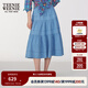 Teenie Weenie小熊女裝牛仔半身裙2025夏季新款復古長(cháng)裙丹寧蛋糕裙 淺藍色 S