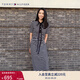TOMMY HILFIGER【顯瘦百搭】夏季女休閑條紋收腰開(kāi)叉POLO長(cháng)裙連衣裙 黑白條紋0AY S