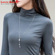 LOVER RUCCI莫代爾棉高領(lǐng)打底衫女長(cháng)袖t恤春秋裝薄款洋氣內搭修身堆堆領(lǐng)秋衣 碳灰色 高 領(lǐng) L