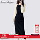 MeetMetro瑪依爾2025秋季新撞色拼接不規則開(kāi)叉修身包臀連衣裙女 黑色【現貨閃電發(fā)】 XL