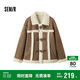 森馬（Semir）外套女牛角扣翻領(lǐng)寬松文藝2024冬季仿麂皮仿兔毛夾克109724108011