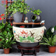 京茂景德鎮陶瓷錦鯉金魚(yú)缸大號庭院門(mén)海大型睡蓮荷花缸造景循環(huán)流水缸 圓口黑邊水墨紅荷花單缸+黑花瓶黑壇子+禮品送6 73x73x52cm