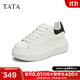 他她（TATA）女鞋2025新款奶油泡泡厚底鞋子小白鞋透氣休閑增高板鞋 白/黑（刺繡版） 37