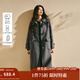 茵曼2025秋冬女裝新款羊駝毛桑蠶絲牛角扣雙面呢大衣長(cháng)款毛呢外套 深灰色 M 163-167cm /111-120斤