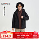 三福（SANFU）2025冬季男士戶(hù)外抽繩沖鋒衣棉衣 寬松連帽保暖外套505922 黑色 L