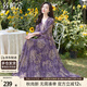 絲柏舍【明星同款】V領(lǐng)連衣裙2025春夏新款女裝氣質(zhì)印花A字裙