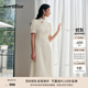 珂萊蒂爾【玫瑰裙】2025年夏季新款新中式立領(lǐng)女氣質(zhì)中長(cháng)連衣裙 淡橙黃 M