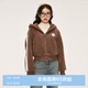 樂(lè )町美式復古短款連帽開(kāi)衫女秋冬新款少女運動(dòng)風(fēng)休閑寬松外套 棕色（現貨） M
