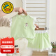 G.duck小黃鴨女童夏裝套裝2025新款兒童短袖兩件套1一3歲女寶寶夏天衣服 綠色 100 尺碼2~3歲【 90-100cm】