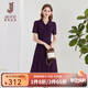 經(jīng)典故事（JANE STORY）泡泡袖雪紡連衣裙女夏季新款高級感知性襯衣裙子氣質(zhì)系帶領(lǐng)襯衫裙 N05深紫色 S