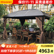 莫 家戶(hù)外遮陽(yáng)棚庭院硬頂帳篷陽(yáng)光棚花園歐式?jīng)鐾ば蓍e棚廣告篷雨棚 3X4涼亭+紗簾圍布