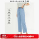 佐丹奴褲子女夏季黑科技涼感薄款牛仔褲松緊腰直筒七分褲13425302