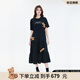 LALABOBO【商場(chǎng)同款】立體熊連衣裙女裝2025夏新款寬松可愛(ài)長(cháng)裙RBEB-ZY11 黑色 S