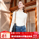 百圖betu女裝冬季新款毛衣高領(lǐng)百搭毛衫長(cháng)袖打底針織衫女2311T29 米白 M