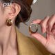 PWL復古港風(fēng)琥珀色耳環(huán)女2025新款爆款高級感耳圈耳扣秋冬耳釘耳飾品 美拉德琥珀耳扣