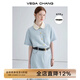 VEGA CHANG法式茶歇連衣裙女2025年夏款高級感氣質(zhì)顯瘦赫本風(fēng)長裙 baby藍(lán)（長款升級版） M