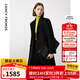朗姿純羊毛復古正肩高級感通勤西裝毛呢大衣外套女冬季新款 黑色 L