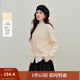 茵曼2025秋冬女裝新款甜美花朵刺繡毛衣溫柔風(fēng)寬松長(cháng)袖針織外套 杏色 M