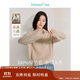 茵曼綿羊毛保暖羊毛衫秋冬女裝顯瘦打底針織毛衣長(cháng)袖上衣 卡其色 M 