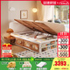 宜捷家居兒童床高箱儲物床全實(shí)木榻榻米地臺床箱體收納單人床帶圍欄小戶(hù)型 儲物床+2靠背+10CM乳膠椰棕床墊 1.35*2米