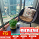 紫葉陽(yáng)臺桌椅三件套家用迷你陽(yáng)臺鐵藝休閑桌椅現代簡(jiǎn)約露臺桌椅 咖啡色一桌一椅+1坐墊