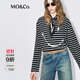 MO&Co.【SMILEY聯(lián)名】條紋T恤2025冬新品潑墨涂鴉印花高支棉MBE4TEE013 黑白條色 S /160