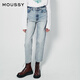 moussy 秋季新品藍色磨白水洗鉛筆褲直筒牛仔褲C28GSA11-5010 110藍色 S