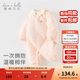 戴維貝拉（DAVE＆BELLA）新生兒夾棉連體衣女寶寶百天衣服冬裝新款初生嬰兒外出服幼童爬服 粉底印花【現貨】 80cm （建議身高73-80cm）