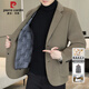 皮爾卡丹（pierre cardin）雙面毛呢大衣男士西服秋冬季新款西裝短款呢子外套商務(wù)休閑潮羊毛 卡其  L (175) 建議120-135斤