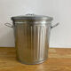 鍍鋅垃圾桶船舶圓形鐵皮桶戶(hù)外帶R蓋防火勞保家用 35升直徑35*37高