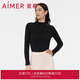愛(ài)慕（Aimer）保暖內衣上衣女士吸濕排汗秋衣牛奶絲絨小高領(lǐng)長(cháng)袖上衣AM727963 經(jīng)典黑400 M (165)