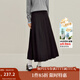 茵曼（INMAN）2025秋冬女裝新款通勤百褶半身裙高腰A字中長(cháng)裙 黑色 L