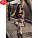 浪莎彩虹條紋流蘇毛衣女款2025新款秋冬季寬松慵懶風(fēng)中長(cháng)款針織衫上衣 彩虹條紋 S 85-100斤