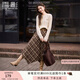 香影美拉德咖色格紋半身裙女2025秋裝新款獨特別致不規則高腰裙子 咖色 S 155/60A/85-95斤