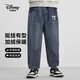 迪士尼寶寶（Disney Baby）童裝男童加絨牛仔褲兒童褲子中大童冬季加厚保暖長(cháng)褲 復古藍 130