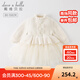 戴維貝拉（DAVE＆BELLA）童裝小香風(fēng)連衣裙女童寶寶衣服兒童公主裙網(wǎng)紗裙秋冬新款小童服裝 米白 90 cm（建議身高80-90cm）
