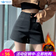 歐貝汐高腰西裝短褲女春秋冬小個(gè)子a字彈力黑色外穿辣妹靴褲2025新款 黑色加絨款 L