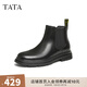 他她（TATA）英倫切爾西靴男靴子真皮短靴煙筒靴秋冬新款73N41DD4 黑色 41