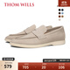THOM WILLS便士樂(lè )福鞋男冬季商務(wù)休閑皮鞋一腳蹬軟底男鞋反絨皮真皮豆豆鞋 灰白色A8134 40 /7碼