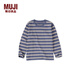 無(wú)印良品（MUJI）大童 天竺編織圓領(lǐng)長(cháng)袖T恤童裝打底衫兒童男童女童25年秋季 藍色圖案 150 /76A