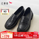 紅蜻蜓秋冬樂(lè )福鞋女士牛皮小皮鞋復古休閑女鞋一腳蹬女鞋WTB43660黑色38
