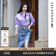 歌力思（ELLASSAY）【博主同款】秋季新款純棉復(fù)古開叉牛仔半裙女EWB343N00500 牛仔藍(lán) M