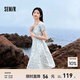 森馬連衣裙女溫柔氣質(zhì)白月光24夏季法式方領(lǐng)收腰中長裙清新 藍色調(diào)00388 155/80A/S
