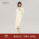 OVV2022秋冬新款女裝簡約大氣溫暖柔軟羊毛蕾絲面料干洗鉛筆裙 淺黃A3 S