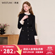 西遇優(yōu)雅小香風(fēng)木耳邊袖連衣裙女2025秋冬千金風(fēng)釘珠領(lǐng)連衣裙 黑磨色 XL (170)