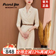 奧絲婕（Aosijie）高端品牌 西裝連衣裙女2025春秋新款氣質(zhì)職業(yè)女神范主持人正裝裙 米白色(七分) L