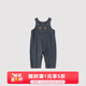 巴厘小豬寶寶背帶褲春秋純棉男女童連體褲超萌可愛(ài)嬰幼兒連體衣服兒童褲子 藍鐵 90