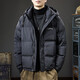 FEEKEKE國際一線(xiàn)奢侈品牌絨連帽羽絨服男美式復古工裝外套潮牌寬松大碼 黑色 4XL  推薦體重200-220斤