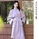 歌力思（ELLASSAY）【100%綿羊毛】秋冬新款簡(jiǎn)約披肩式長(cháng)款毛呢大衣女EWB364D00800 丁香紫 S